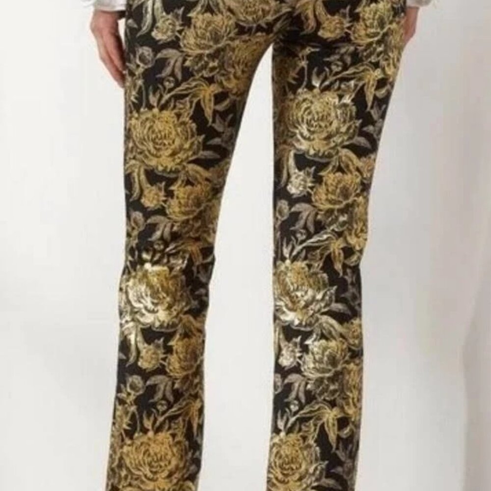 NWT Surroundings Moonstruck Black Metallic Gold Floral Pants size 2x (22w) - Picture 5 of 5